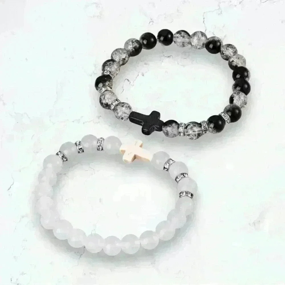 Cross Rhinestone Beaded Bracelets - Picture 6 of 7
